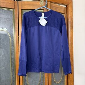 Fabletics Deep Navy Textured Long Sleeve Top, BRAND NEW